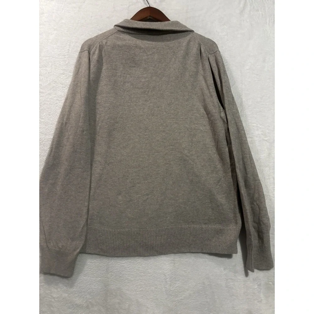 J Crew Harbor Cotton Men's 1/4 Zip Pullover Sweater Gray‎ Size Large L